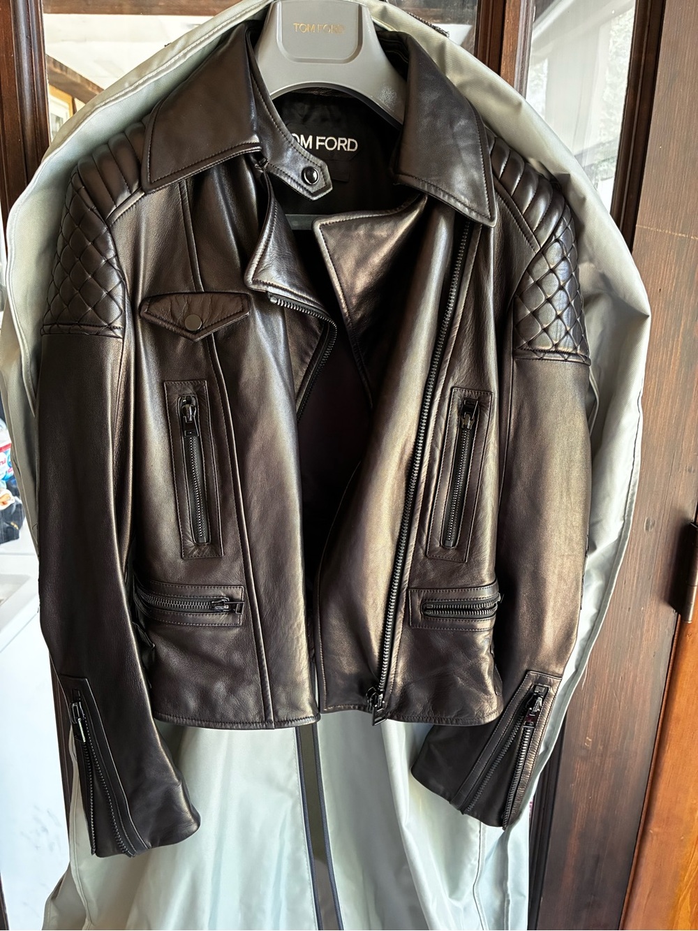 Tom Ford Black Leather Moto Jacket